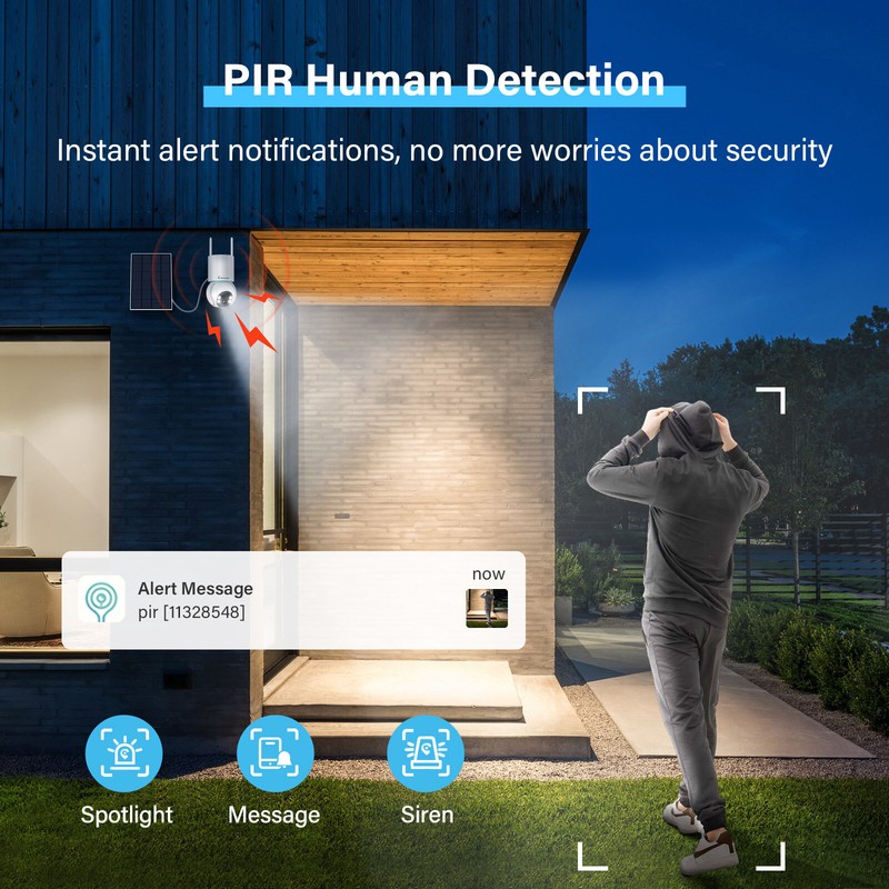 Solar Battery Powered Wifi Security Camera System Wireless Outdoor PTZ 360° Cams gallery