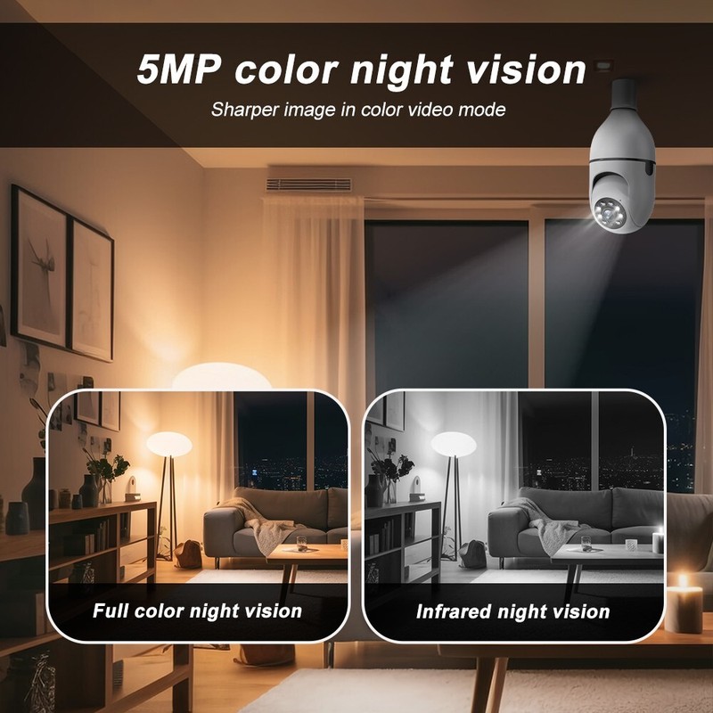 8X 2.4G Bulb E27 Surveillance Camera Full Color Night Vision Auto Human Tracking gallery