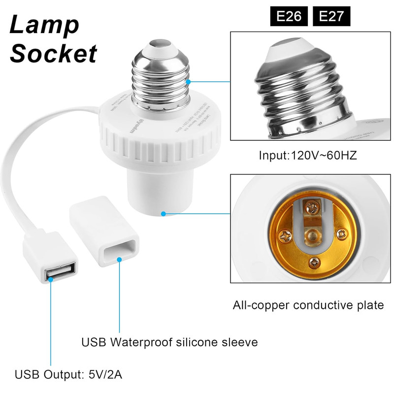2 Pack Lamp Socket Power Adapter for Wyze Cam V3/V4/V3 Pro/Og,Wyze Cam Pan V3, E gallery