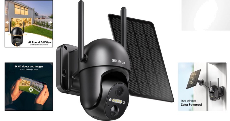Wireless Outdoor Security Camera - 360° View, 2K HD & PIR Motion Detection gallery