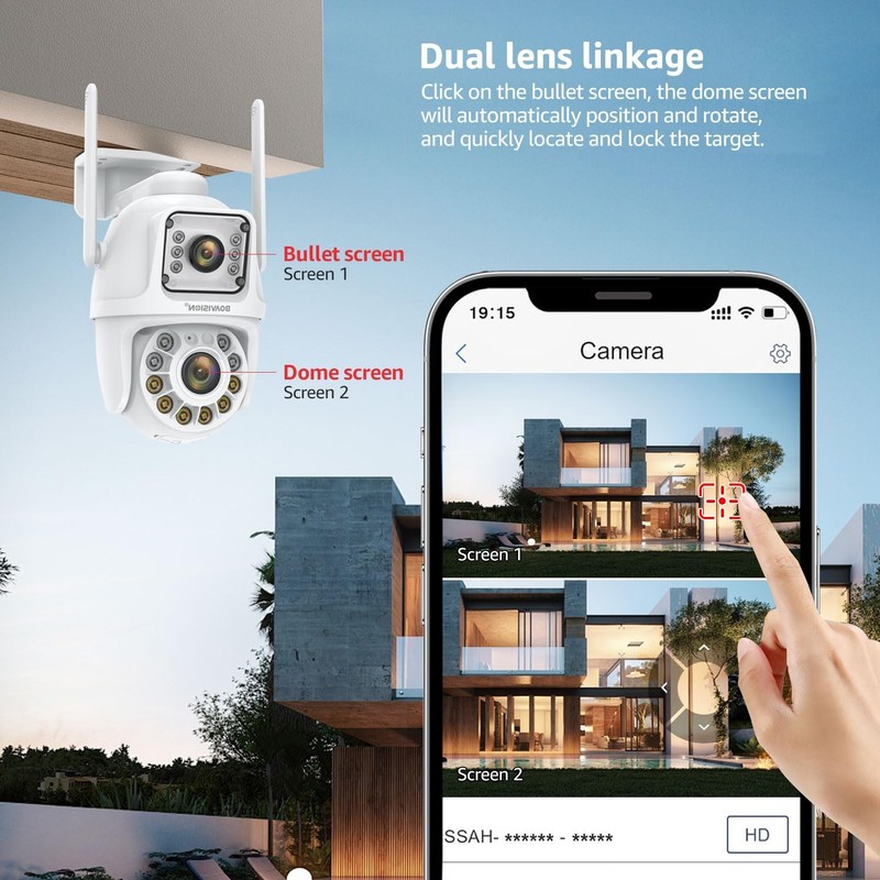 5G/2.4G WiFi Outdoor Security Camera, Wireless PTZ Dual Lens, 360° View, AI H... gallery