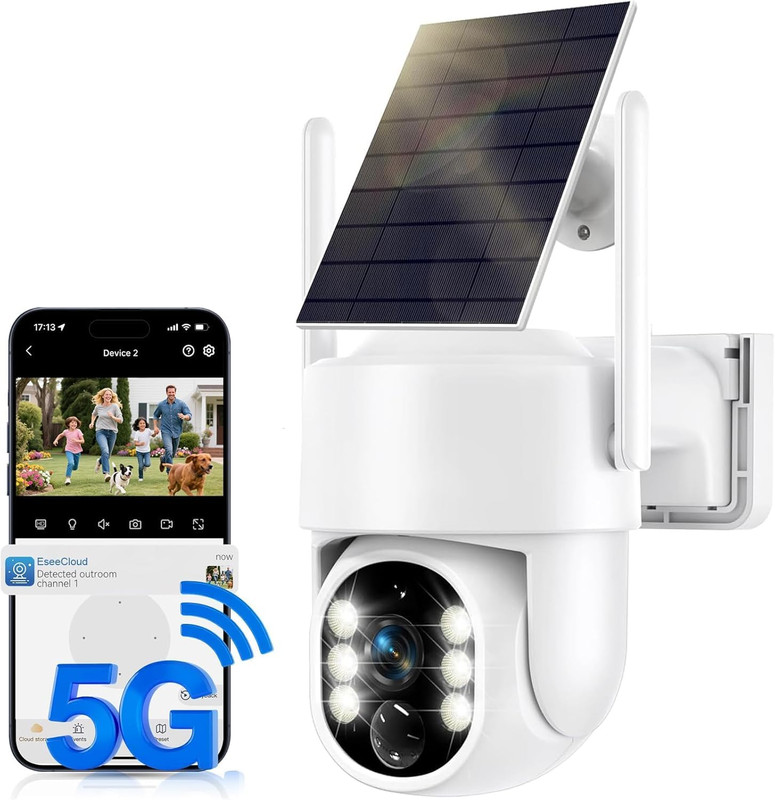 Solar Security Cameras Wireless Outdoor, 5G/2.4Ghz Wifi Outdoor Security Camera