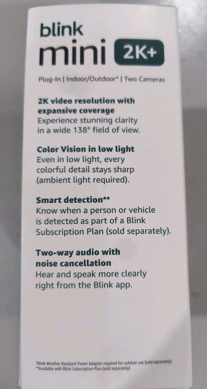 NEW 2 PACK Blink Mini 2k+ Cameras Indoor/Outdoor Plug-in 2K Video WHITE gallery