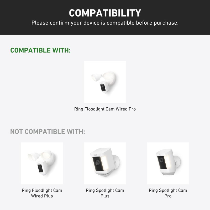 Sun Rain Shade Cover for Ring Floodlight Cam Wired Pro, Black gallery
