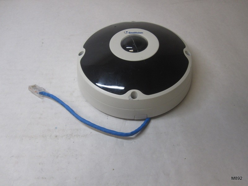 Single Geovision GV-FER5701 5MP Fisheye Camera w/ Mount Plate & Ethernet Cbl.