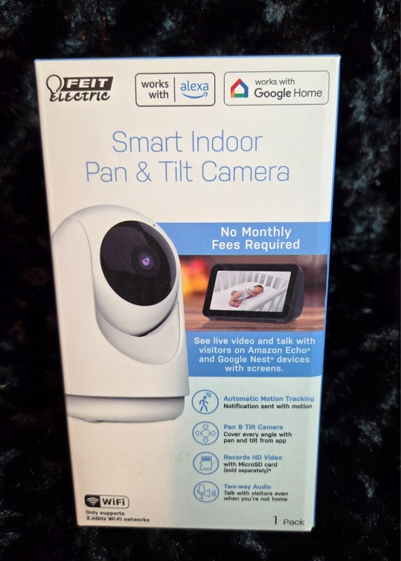 Feit Electric Indoor Security Camera with Motion PLUG-IN DESK CAMERA, White