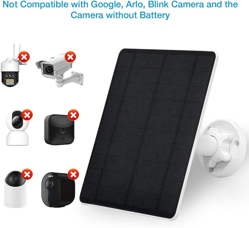 2 Pack 5W Solar Panel for Security Camera IP65 Waterproof 360° Adjustable Mount gallery