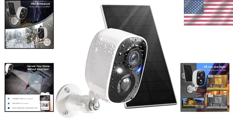 2K Solar Security Camera with Color Night Vision & 2-Way Audio - Weatherproof gallery