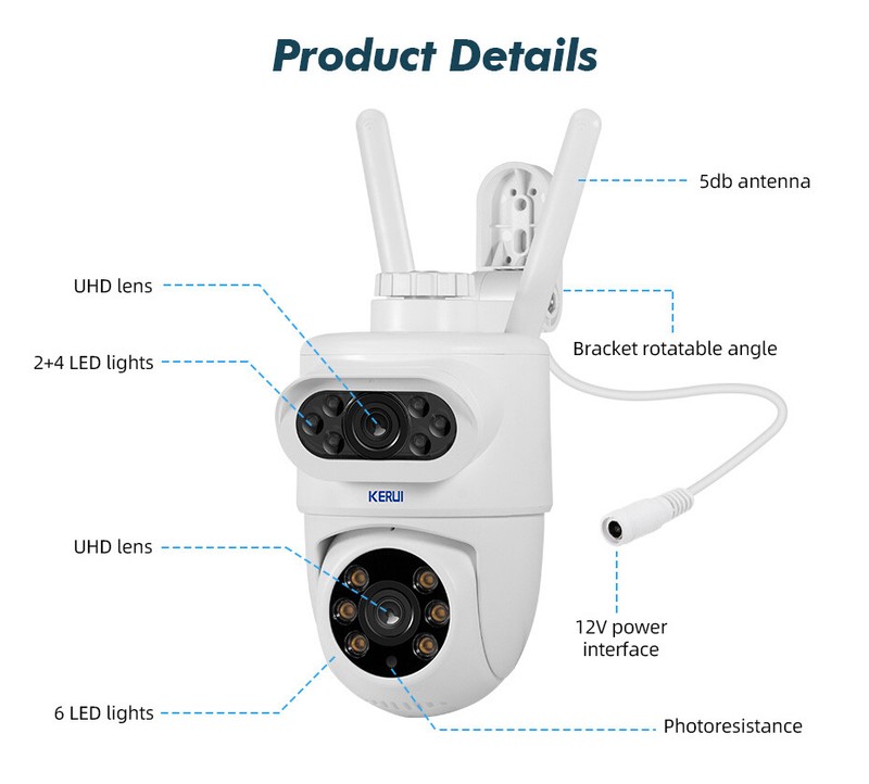 KERUI 10MP 5K Camera HD Dual Lens WiFi IP Outdoor Tuya Smart PTZ Wireless CCTV gallery