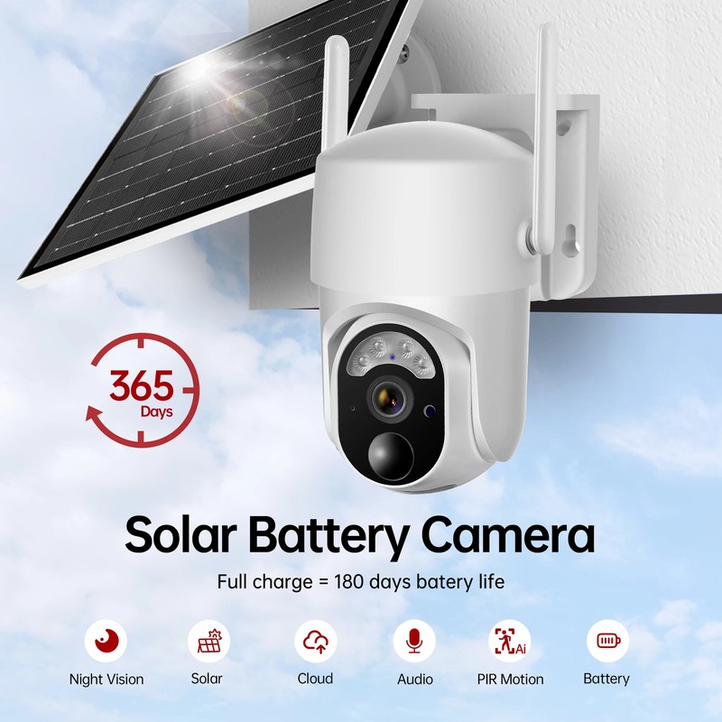 5MP Solar Battery Camera PTZ PIR Human Detection Night Vision Security Cameras gallery