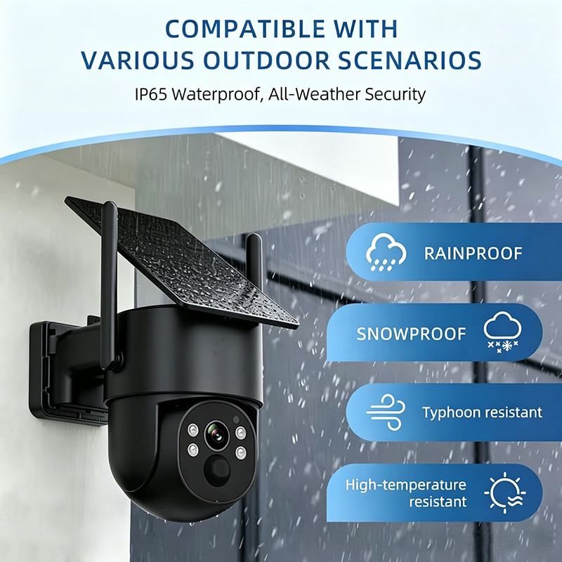 3MP Solar Powered PTZ Security Camera Outdoor, 355° Panoramic View, Color Nig 4G gallery