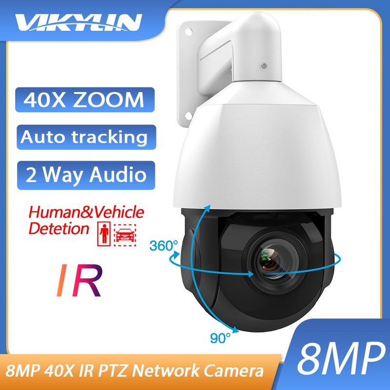 4K 8MP 40X Zoom Vikylin PoE Security Camera PTZ Auto Tracking Outdoor 2Way Audio