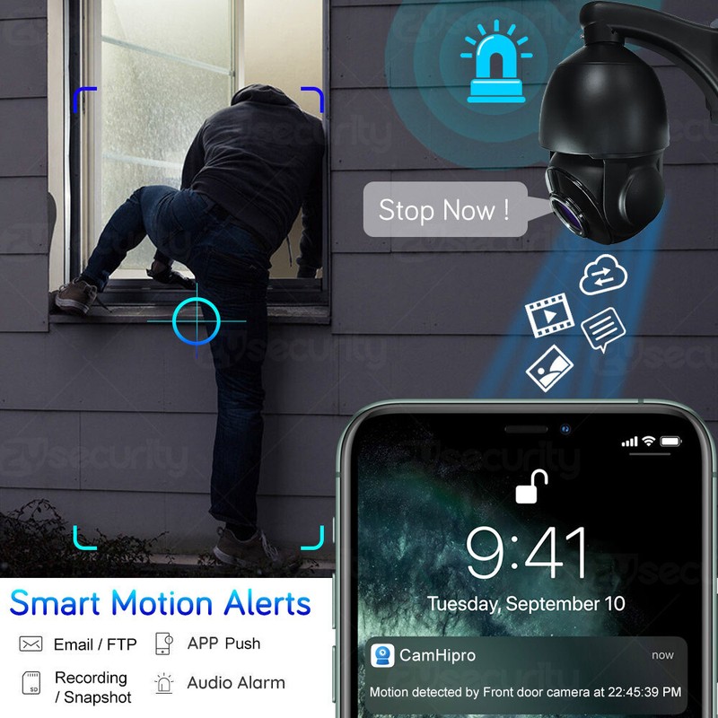 5MP FHD WiFi PTZ Outdoor Camera 30X Zoom Wireless Auto Track ONVIF 2 Way Audio gallery
