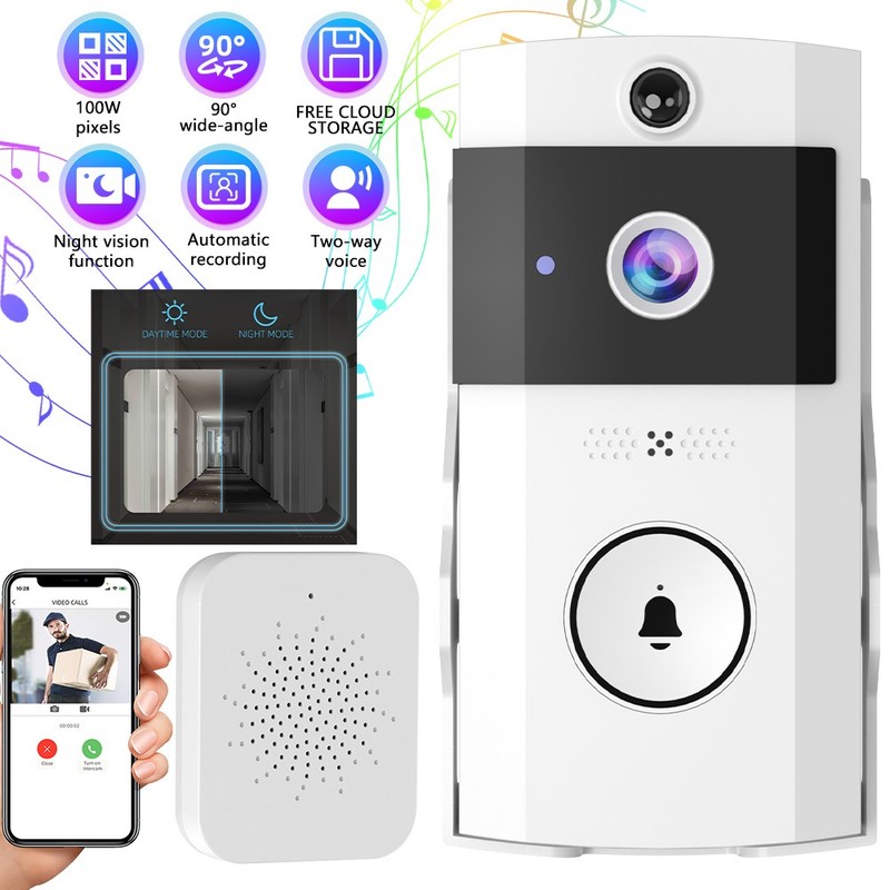 WiFi Video Doorbell Camera Outdoor Door Camera Night Vision Doorbell with Chime