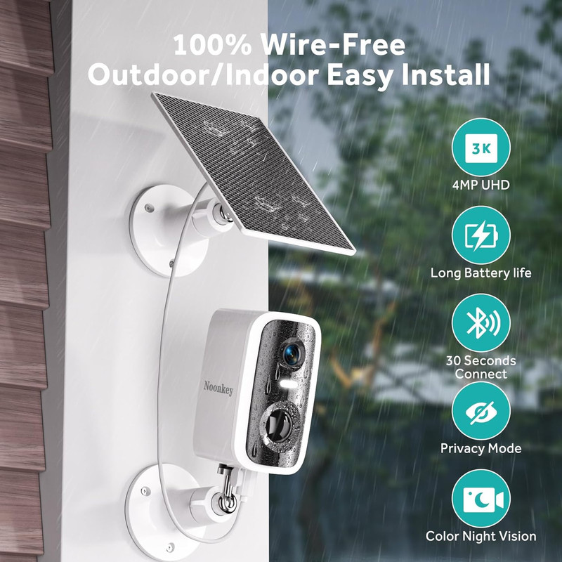 2 Pack Solar Security Camera Outdoor Wireless, 4MP HD Full Color Night Vision, 2 gallery