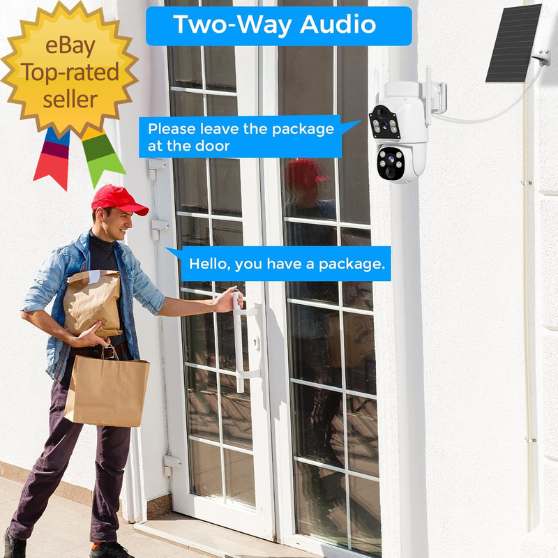Dual Lens Wireless Solar Camera 4MP Wifi Security Camera PTZ 360° PIR Motion Det gallery