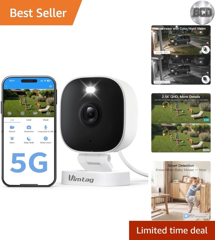 2.5K Outdoor Security Camera with Color Night Vision & Motion Spotlight