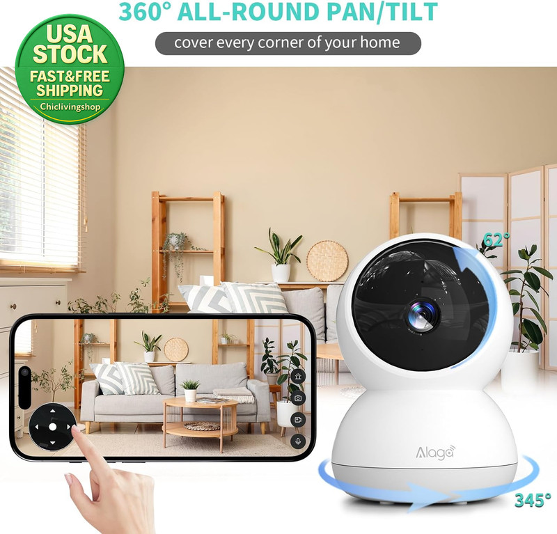 Indoor Security Camera 3K HD 360 Degree Pan Tilt Night Vision Pet Monitor gallery