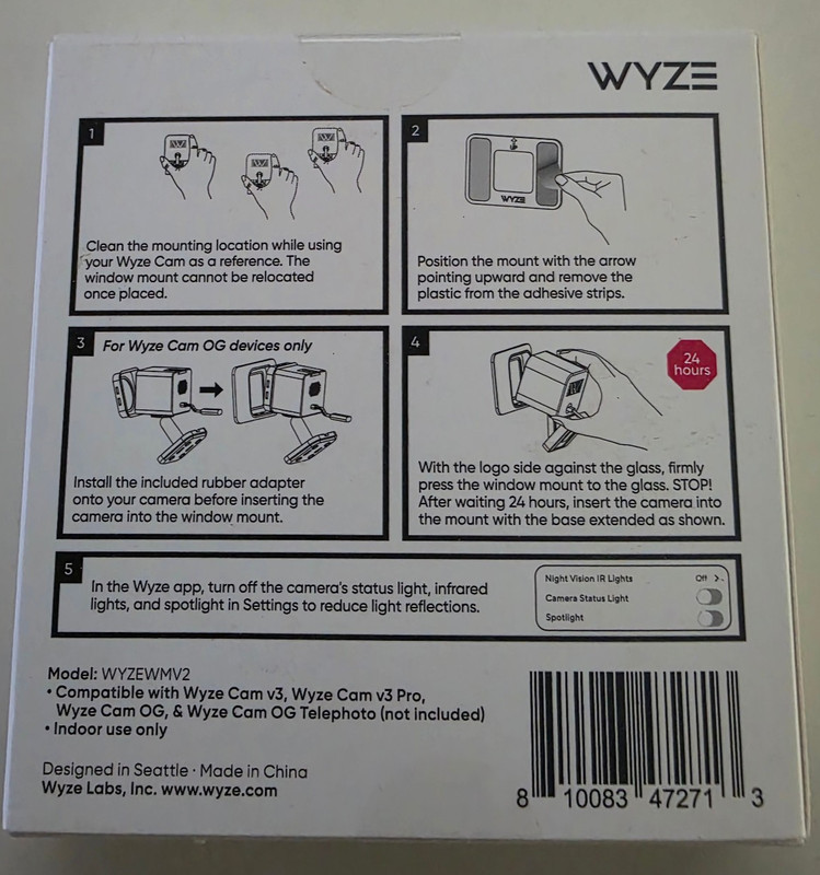 Wyze Cam Window Camera Mount (v3, OG, V3 Pro, Telephoto) Reduces Glare gallery