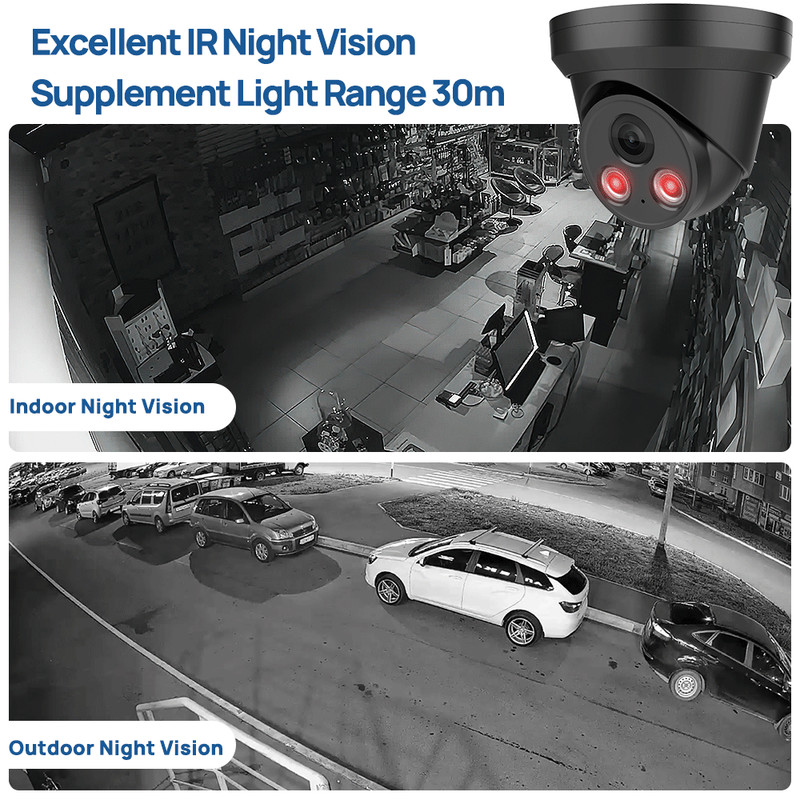 VIKYLIN 4MP IR Night Vision Security IP Camera Home Outdoor Built-in MIC WDR POE gallery