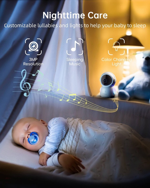 ZUMIMALL Wired Baby Monitor Camera 2K HD,24/7 Indoor Recording, Sound Detection gallery