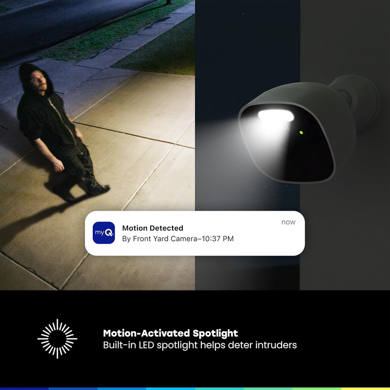 Myq Outdoor Battery Camera | 2K Camera, Color Night Vision, Spotlight, Motion Al gallery