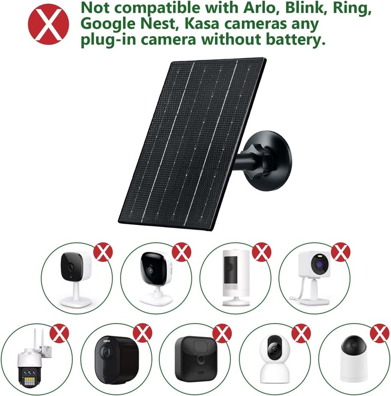 Solar Panel for Security Camera, 4W Solar Charger with Micro USB/USB-C Plug w... gallery