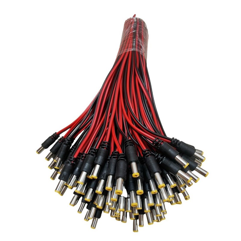 QLXHBOT DC Power Pigtails Cable, 20Pcs 5.5 X 2.1 mm Barrel 9.5 inches, Black