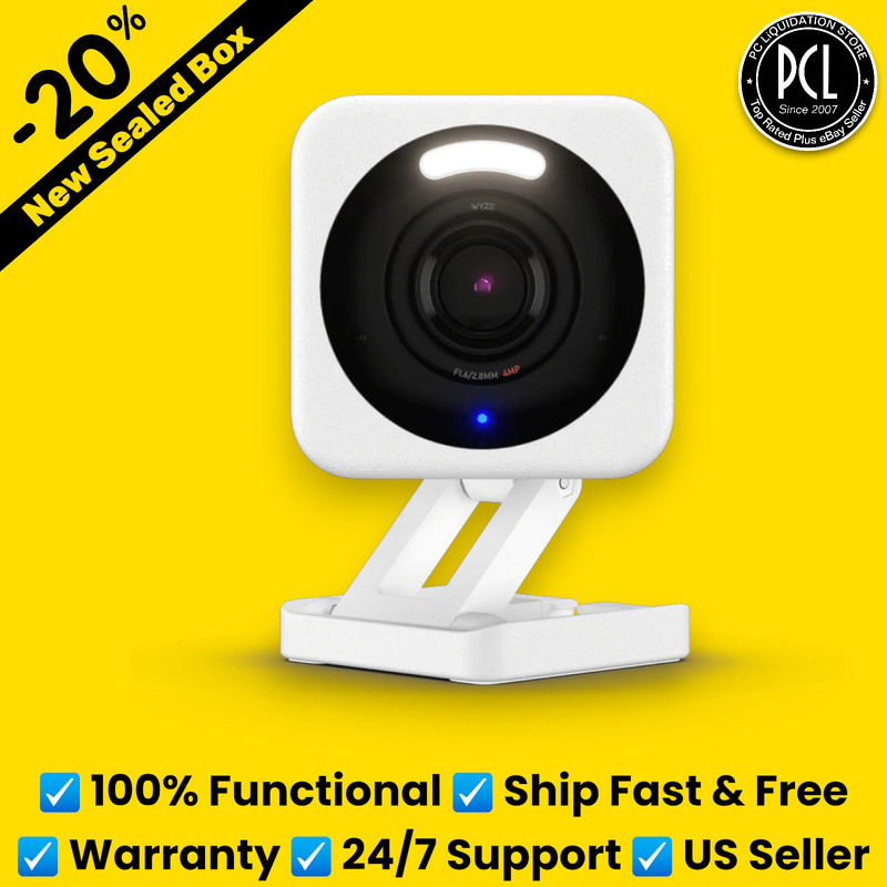 ✅ Wyze Cam V4 2.5k QHD Wired Camera with Integrated Spotlight – White ✅