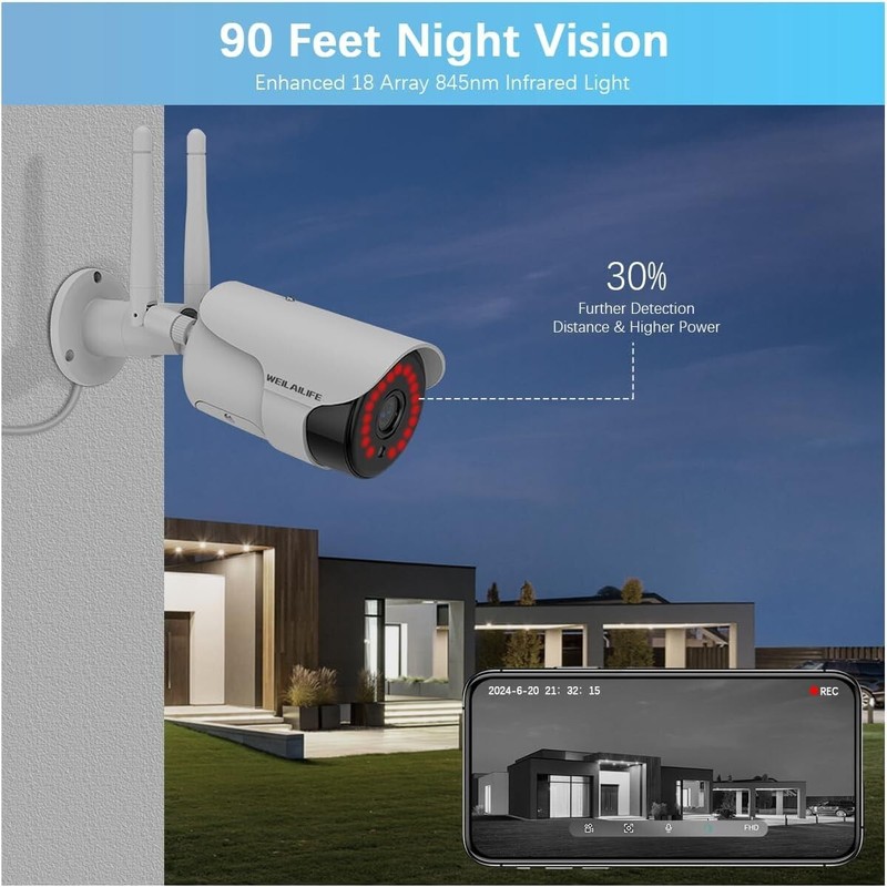 130° Wide-Angle & 2-Way Audio】 Outdoor Wireless Security Camera System, WiFi ... gallery