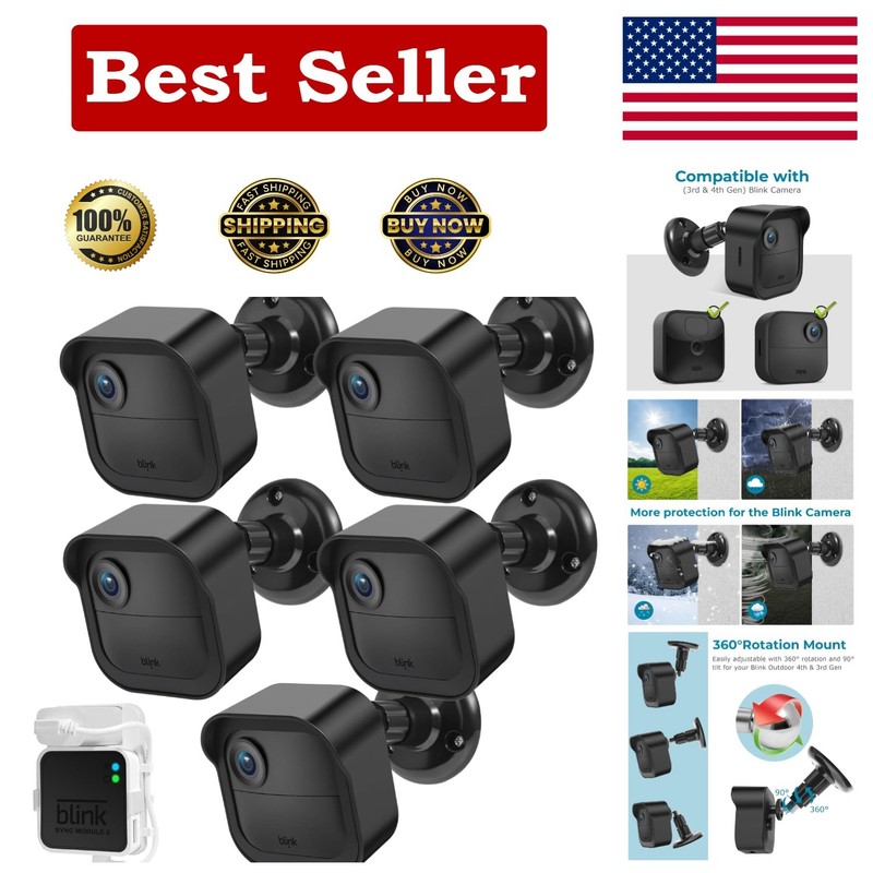 5-Pack Blink Outdoor Camera Mount with Weatherproof Housing & 360° Adjustability