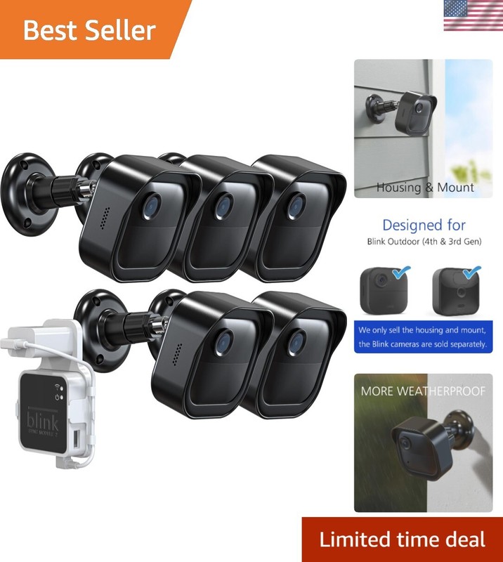 Adjustable Wall Mount for Blink Outdoor Cameras – 5 Pack, Fits Sync Module 2