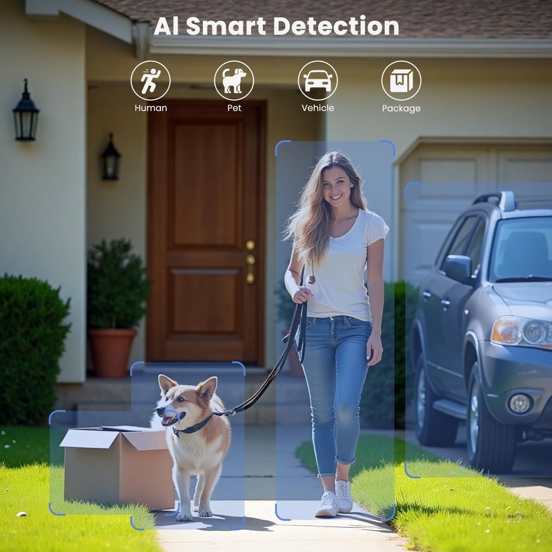 300° Wireless Outdoor Security Camera, 2K Night Vision, AI Detection, 360° View, gallery