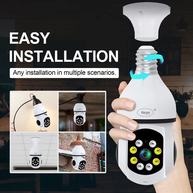 8mp/4k Light Bulb Security Cameras 2.4GHz&5GHz Outdoor Wireless WiFi Light So... gallery