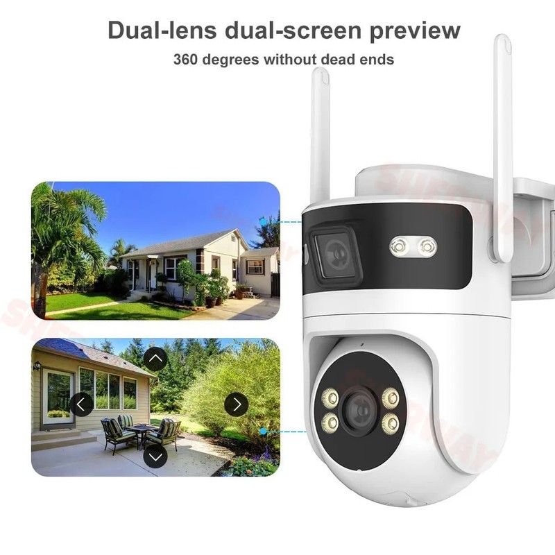 Tuya WiFi Security Camera Outdoor Dual Lens Screens 4K 8MP PTZ Motion Detection gallery