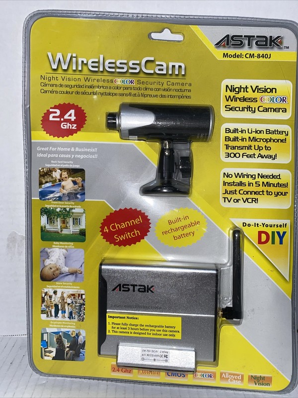 Astak: CM-840J, Wireless Night Vision, Color Surveillance Camera, NEW