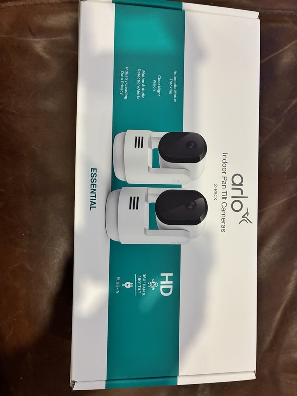 Arlo Essential Indoor Pan Tilt Security Camera 2K (2025 Release) -2 Cam Set NEW