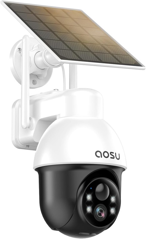 AOSU Solar Security Camera Wireless Outdoor with Panoramic PTZ, Human 1 Pack