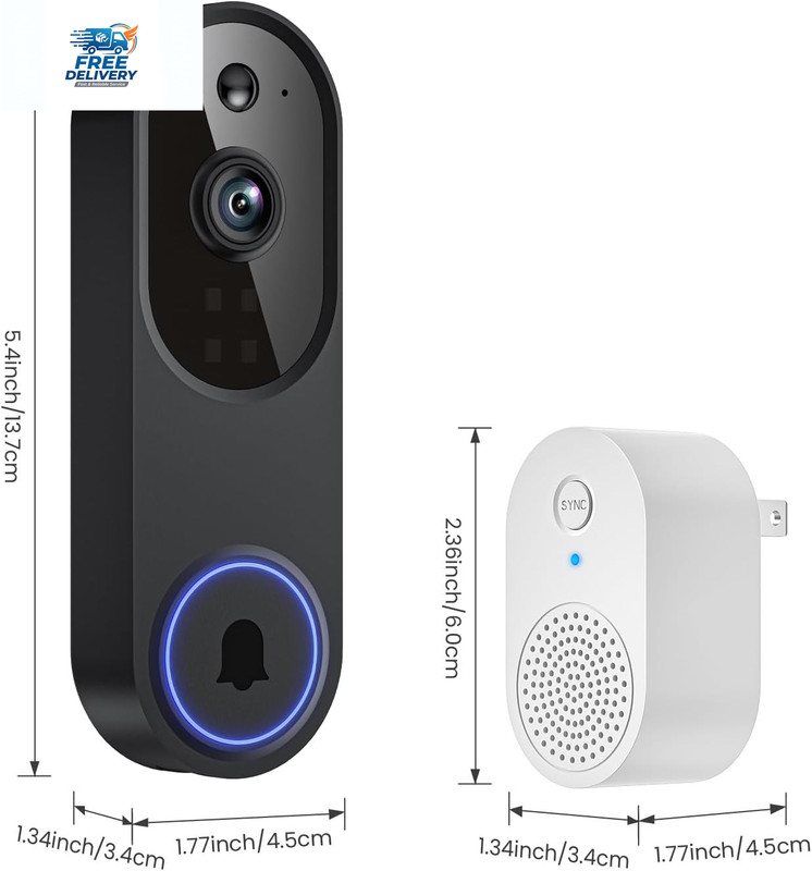 1080P WiFi Video Doorbell Camera Night Vision 2 Way Audio Motion Alert gallery