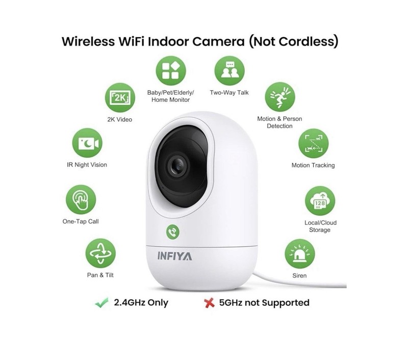2-pack of Infiya K7 2K indoor security cameras 360 Pan/Tilt 2.3 GHz Wifi gallery