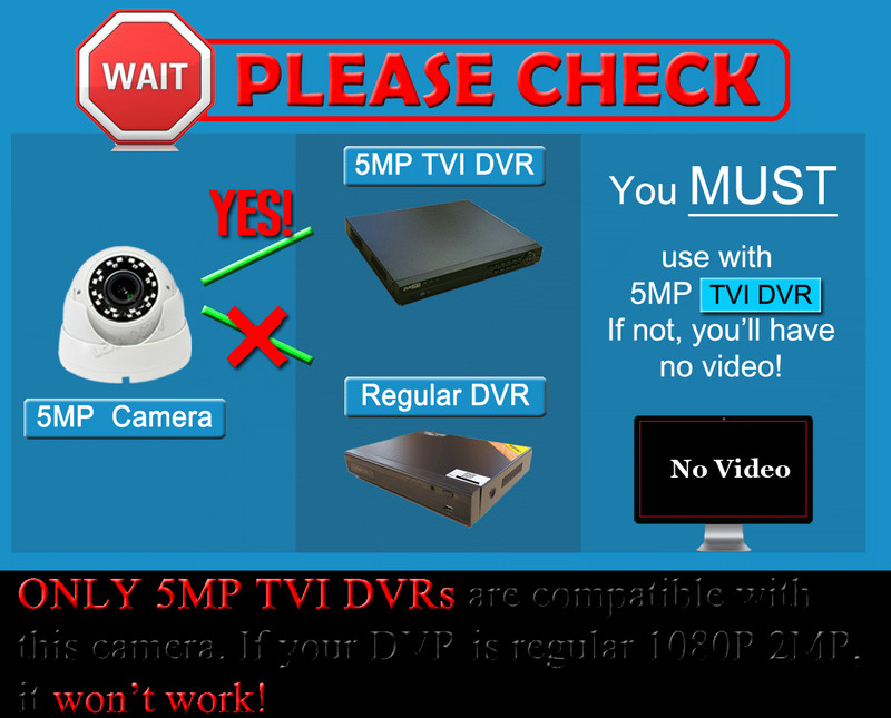 5MP TVI Chipset HD 3.6mm CCTV Angle Weatherproof Outdoor Dome Camera 2560x1960 gallery