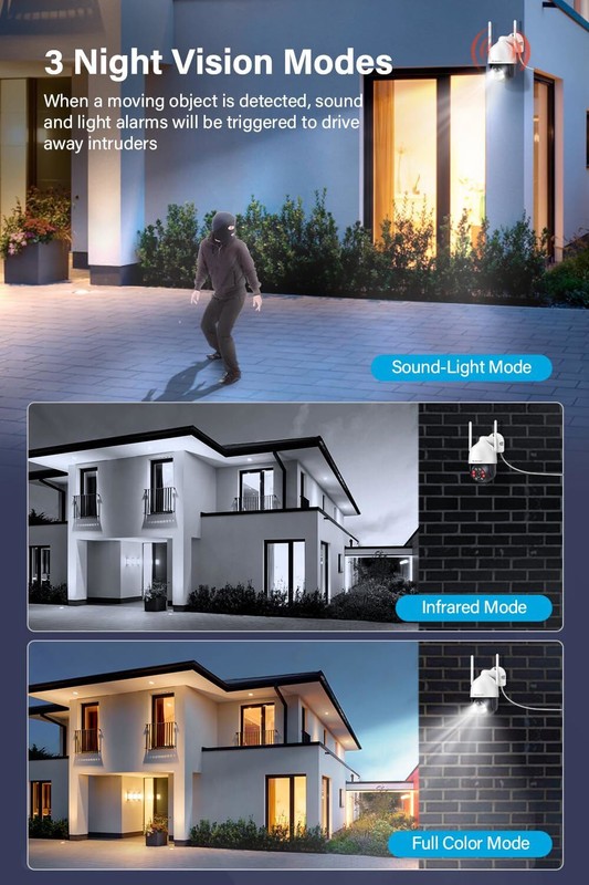 JENNOV 5MP 360° PTZ WIFI Security Camera Wireless Outdoor Camera Auto-Tracking gallery