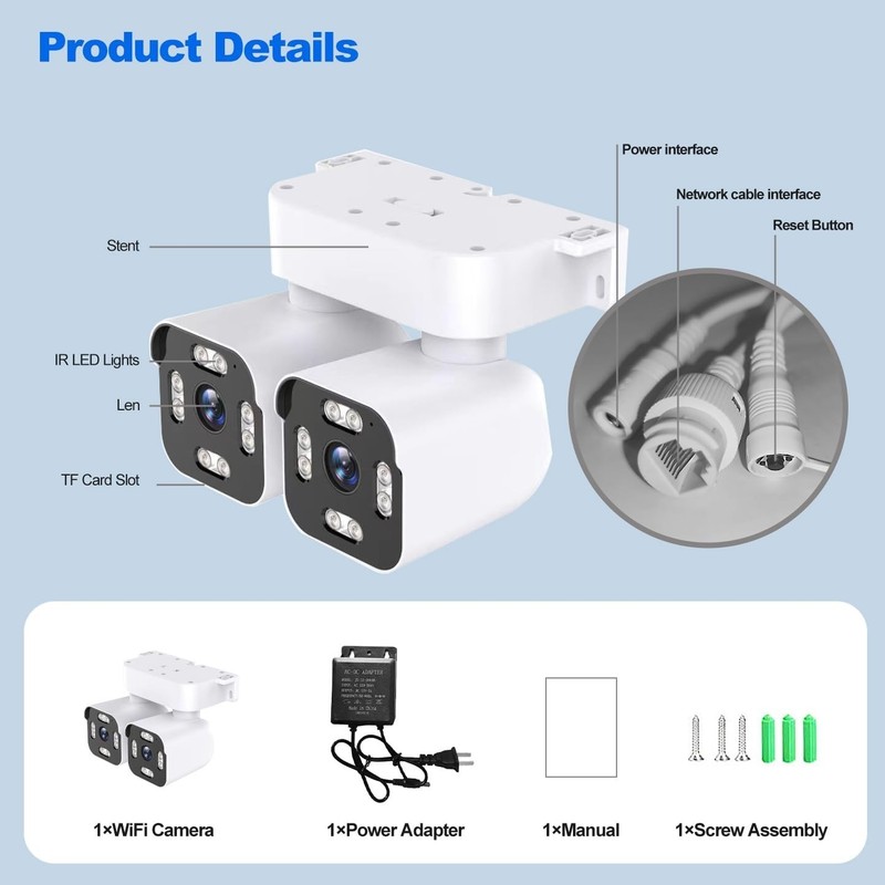 Dual Lens Outdoor Cameras 2.5K/5MP House Cameras Wired Plug-in | Wireless WiFi C gallery