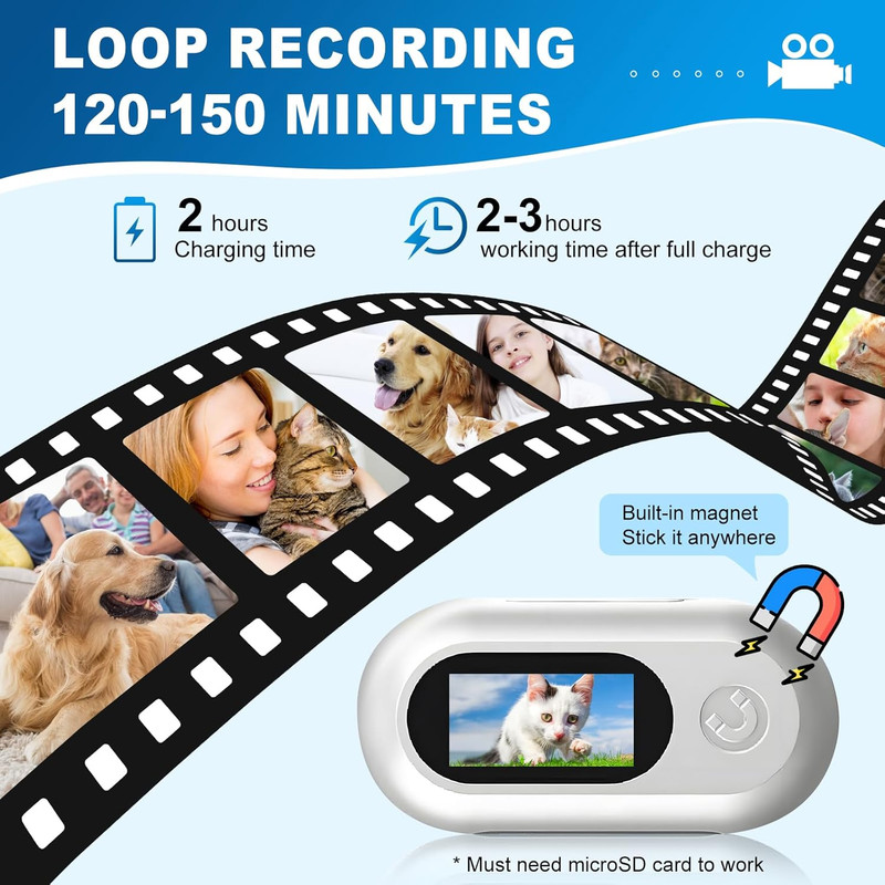 1080P Cat Camera Collar - Wireless Mini Sport Cam with Video Recording, Small Ac gallery