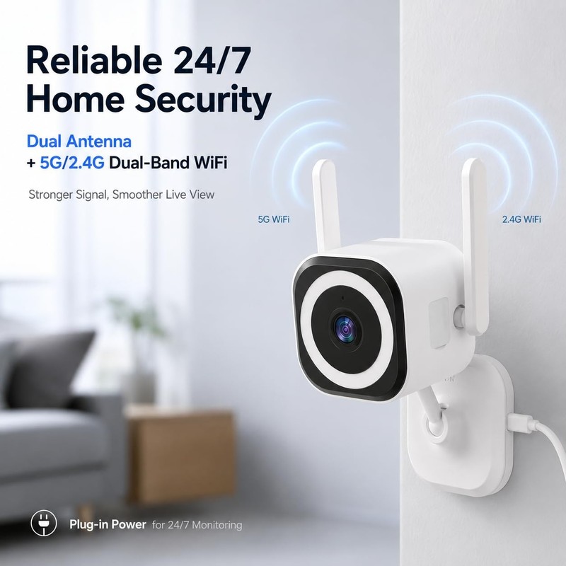 Cameras for Home Security Indoor Outdoor, Dual Antenna 5G/2.4G WiFi Security ... gallery