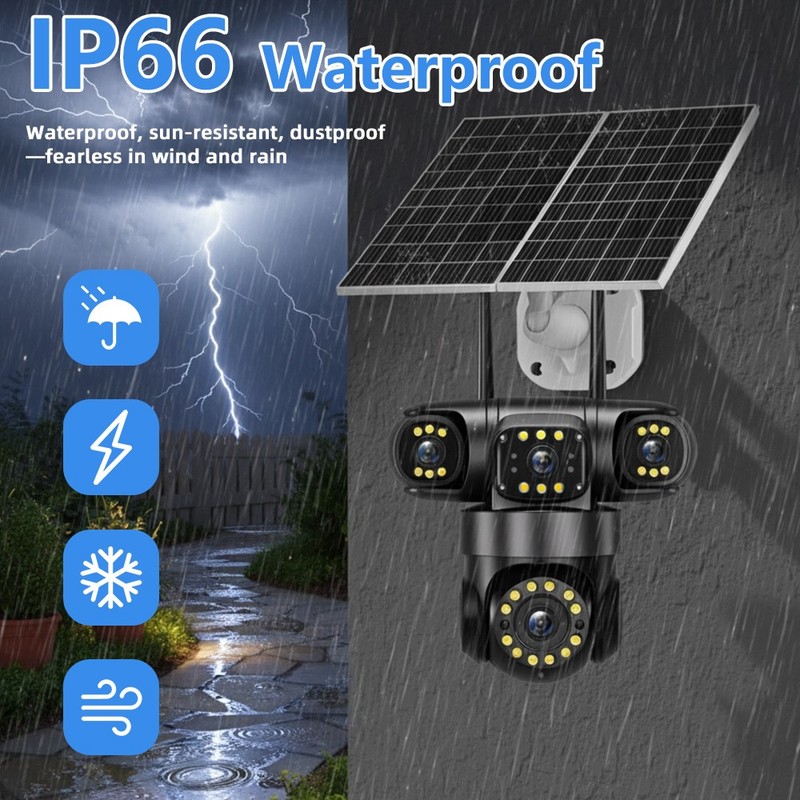 4 Lens 16 MP 4G SIM Solar Security IP Camera Outdoor CCTV Motion Detection PTZ gallery