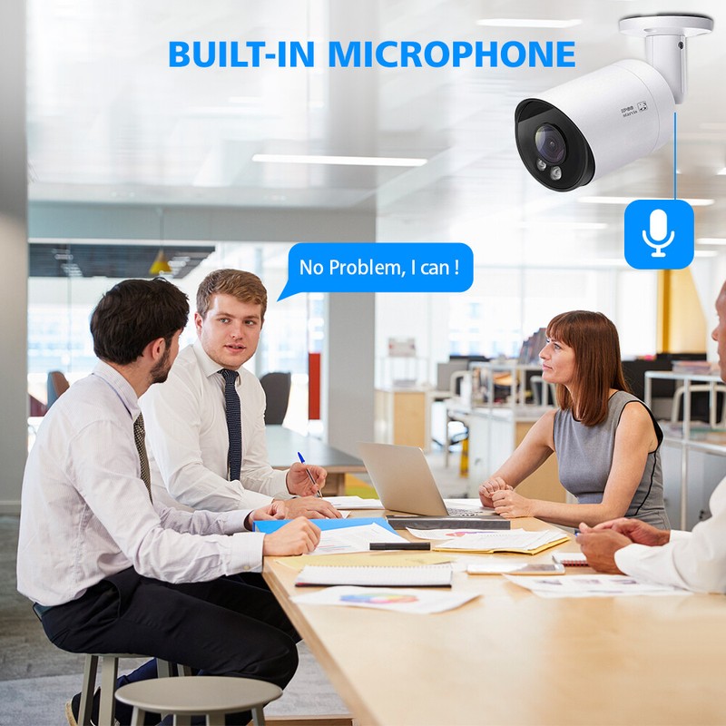 Hikvision Compatible 4K 8MP MIC IR Security IP Camera POE CCTV Bullet 3.6mm lens gallery