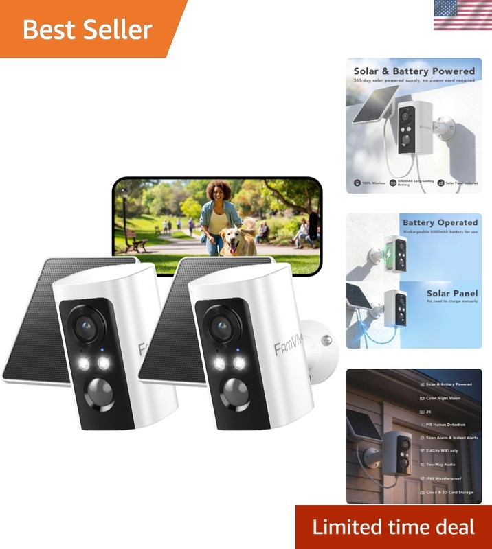 Wireless Outdoor Security Camera System with AI Detection and Color Night Vision