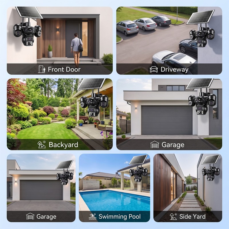 Solar Security Cameras Outdoor WiFi Night Vision 2-Way Audio Surveillance LOT gallery