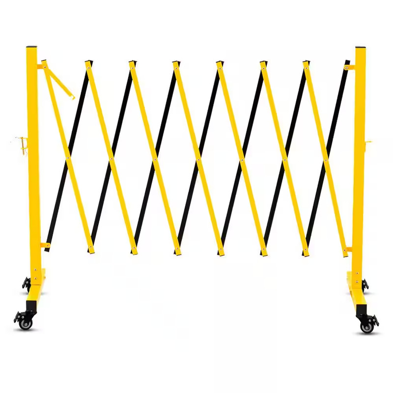 11 Ft. X 3.4 Ft. Yellow and Black Metal Expandable Barricade, Folding Security G